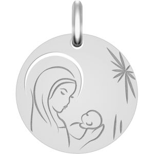 Mon Premier Bijou Médaille Vierge à l’enfant étoilée ajourée - Or blanc 9ct