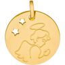 Mon Premier Bijou Médaille Ange aux étoiles ajourées - Or jaune 9ct