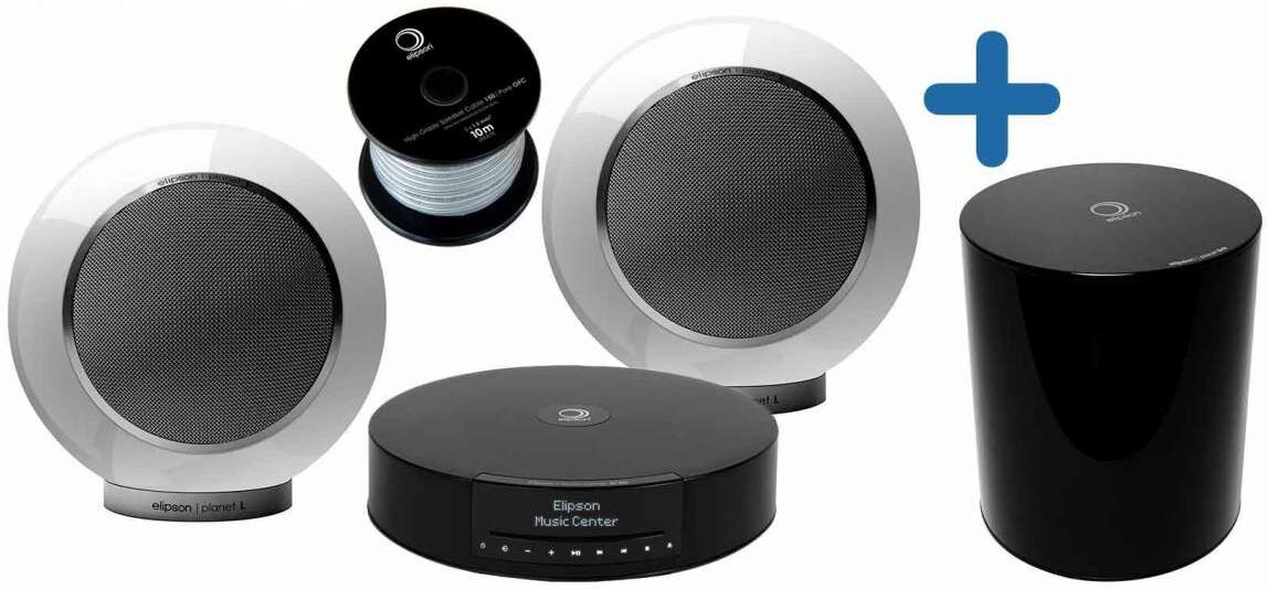 Elipson pack music system blanc (1x music center bt hd + 2x planet l + 1x planet sub + câble hp) Elipson pack music system blanc (1x music center bt hd + 2x planet l + 1x planet sub + câble hp)