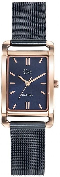 Go Girl Only Montre Go Femme Rectangulaire Acier Doré Milanais Bleu 695157