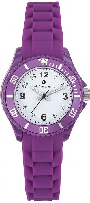 Lulu Castagnette Lulu'walk Montre Fille Quartz Silicone Violet Cadran Blanc-38869