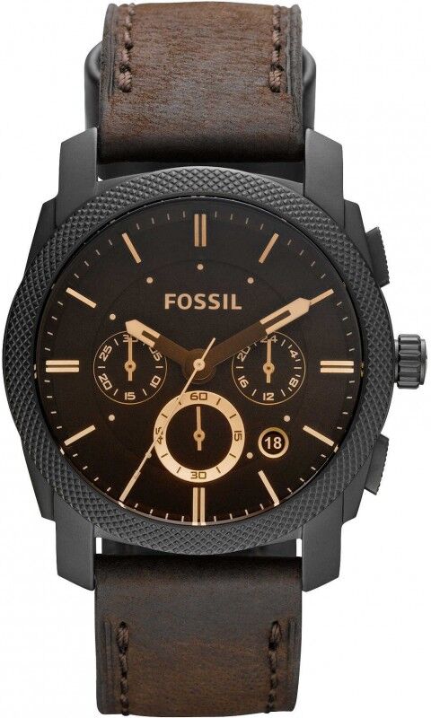 Fossil Homme Montre Chronographe Bracelet Cuir Marron Foncé FS4656IE