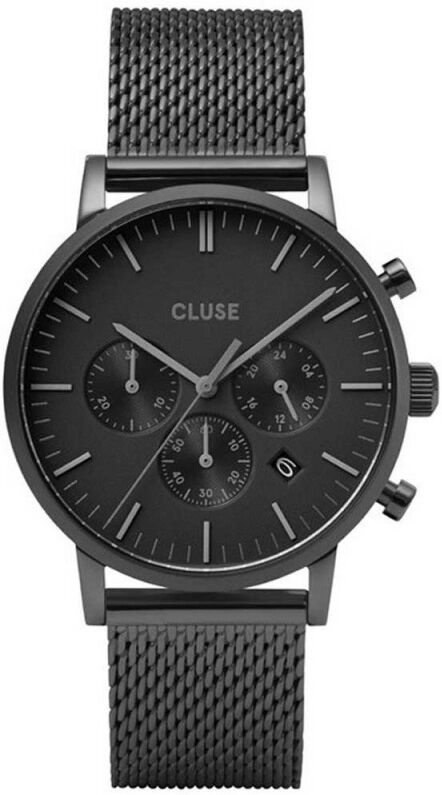 CLUSE Aravis Montre Homme Chronographe Acier Noir Milanais CW0101502007