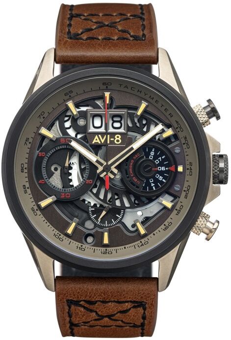 AVI-8 Montre Homme AVI-8 Quartz Chronographe Bracelet Marron Cadran Marron-AV-4065-06