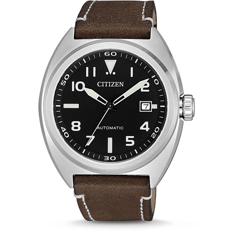 Citizen Montre Homme Automatic Acier Cuir Marron - NJ0100-11E Citizen Montre Homme Automatic Acier Cuir Marron - NJ0100-11E