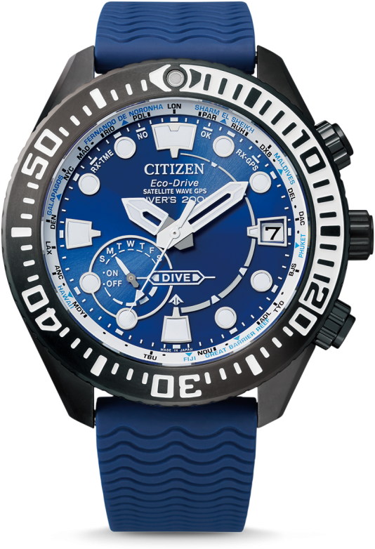 Citizen Montre Homme Eco Drive Promaster Satellite Wave Titane Noir Silicone Bleu - CC5006-06L