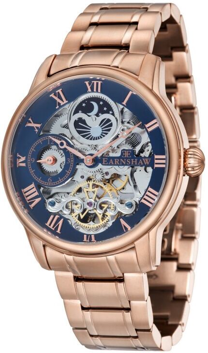 Earnshaw Montre Homme Automatique Bracelet Argenté Cadran Bleu - ES-8006-44 Earnshaw Montre Homme Automatique Bracelet Argenté Cadran Bleu - ES-8006-44