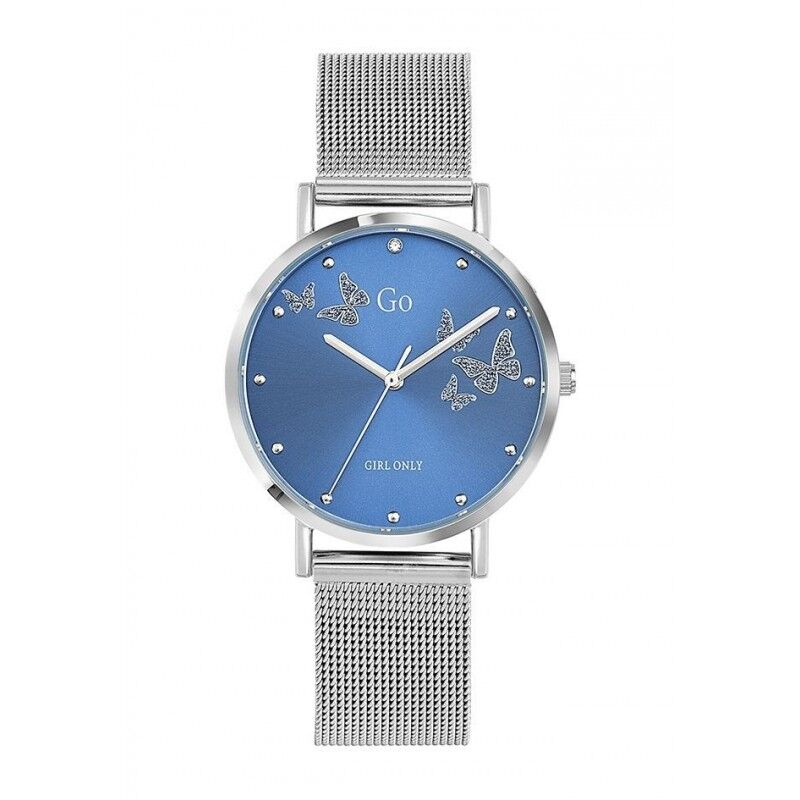 Go Girl Only Go Girl Montre Femme Acier Milanais Cadran Bleu Et Papillons 695361