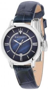 Maserati Montre Femme Maserati Epoca Dateur cadran Bleu bracelet Cuir Bleu-R8851118502 Maserati Montre Femme Maserati Epoca Dateur cadran Bleu bracelet Cuir Bleu-R8851118502