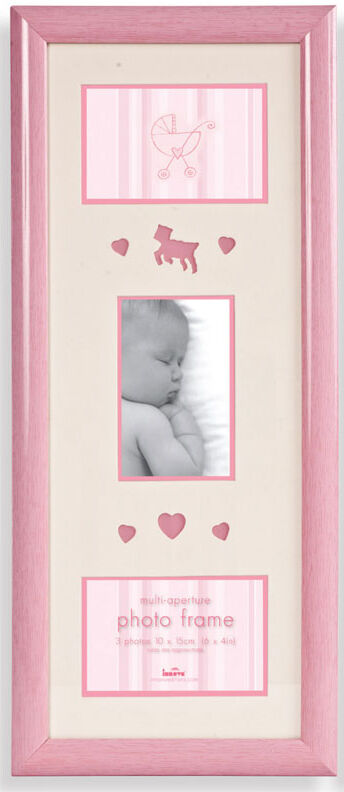 Innova Cadre photo en bois rose 3 photos 10x15 cm bébé Innova Cadre photo en bois rose 3 photos 10x15 cm bébé