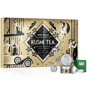 KUSMI TEA Calendrier de l'Avent Kusmi Tea Bio - Calendrier contenant 2 miniatures et 20 sachets de thés verts, thés noirs et infusions aromatisés avec une pince et une cuillère à thé - Kusmi Tea - Publicité