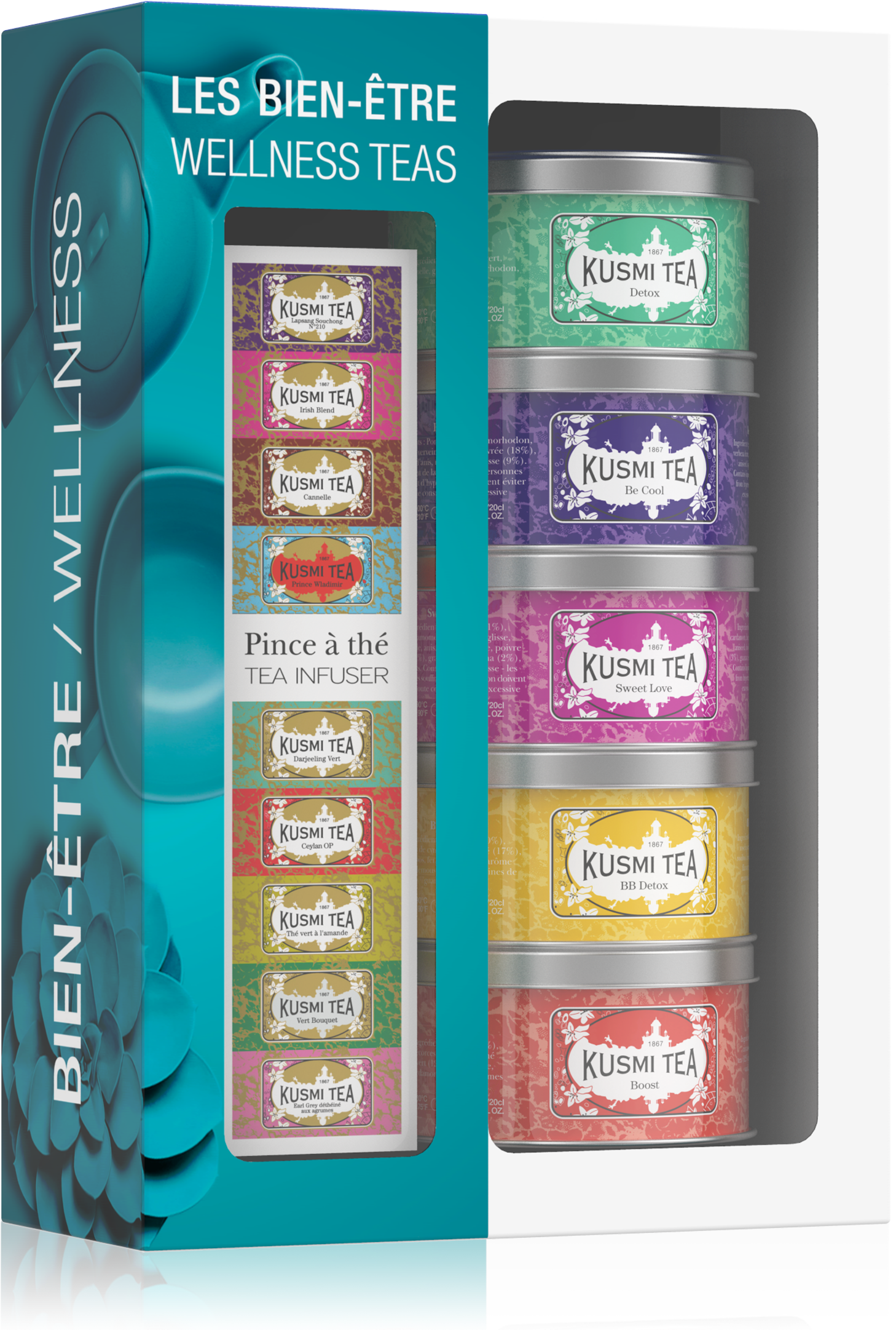 KUSMI TEA Coffret Les Bien-être avec une pince à thé  Kusmi Tea