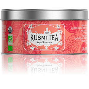 AquaSummer (Infusion de fruits bio) - Melange d'hibiscus et de fruits saveur peche et abricot - Boite a the en vrac - Kusmi Tea