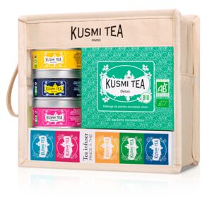 KUSMI TEA La trousse de voyage bio - Trousse de 3 miniatures (BB Detox, Anastasia, Sweet Love) et de 20 sachets de thés (Detox) avec une pince à thé - Kusmi Tea