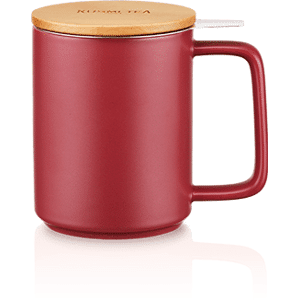 KUSMI TEA Tisanière 48Cl avec filtre - Tisanière en porcelaine avec filtre en acier inoxydable et couvercle en bois de hêtre - Kusmi Tea