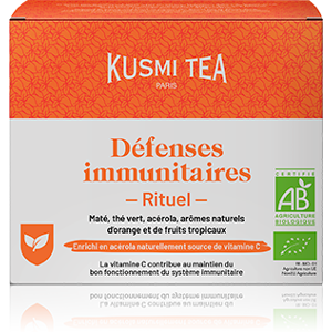 KUSMI TEA Rituel Défenses Immunitaires - Maté, thé vert, acérola, arômes naturels d’orange et de fruits tropicaux - Sachets de thé - Kusmi Tea