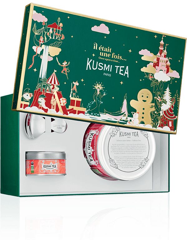 KUSMI TEA Coffret de Noël infusions bio - Coffret cadeau avec une boîte 100g d'AquaRosa, une miniature 20g d'AquaSummer et une cuillère à thé - Kusmi Tea
