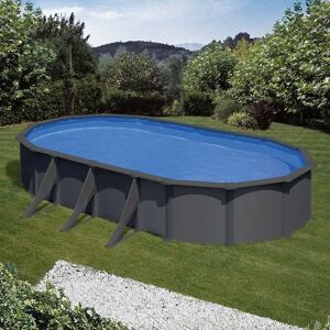 Piscine acier Gre Juni ovale Une piscine spacieuse et facile à monter Offrez-vous une piscine acier Gre Juni et profitez d'une confortable surface de nage avec une hauteur structure exceptionnelle pour une piscine hors-sol de 1,32m. Son design unique de couleur gris anthracite met en valeur ses dim image