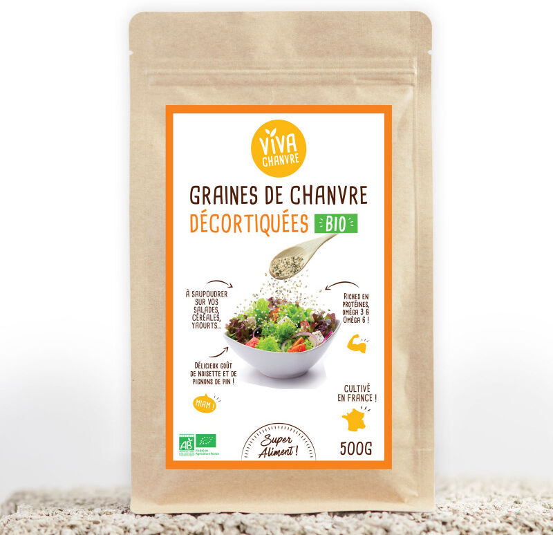 VivaChanvre Graines de Chanvre Bio Décortiquées - 500 g