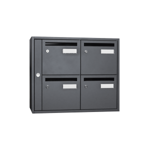 Prof. 380 mm - bloc 4 boîtes aux lettres acier - gris anthracite