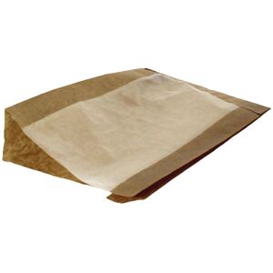 Firplast Sac sandwich kraft brun avec Fenêtre en cellulose 250mm x 140mm x 60mm (x1000) Firplast