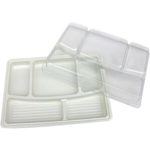 Plateau repas 5 compartiments en PS beige 342mm x 242mm (x200) Firplast