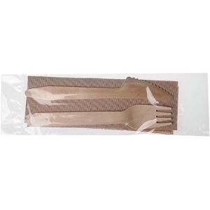 Firplast SACHET COUVERTS 3/1 BOIS (COUTEAU FOURCHETTE SERVIETTE) X500 Firplast