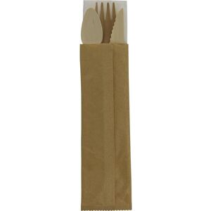 Sachet couverts 4 en 1 bois (couteau, fourchette, cuillere, serviette) x 250 Firplast