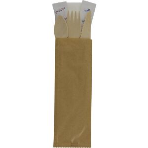 Sachet couverts 6 en 1 bois (couteau, four., cuillere, serv., sel, poivre) x 250 Firplast