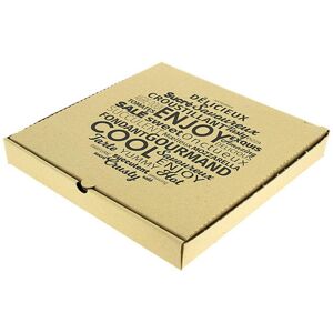 Boîte pizza kraft brun en carton 330mm x 330mm x 35mm (x100) Firplast