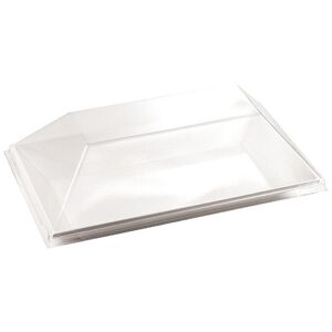 Assiette rectangle en plastique blanche de 17x10cm avec couvercle x 200 Firplast