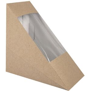 Firplast Boite triangle sandwich kraft brun avec fenetre 123x52x123 mm x 500 Firplast