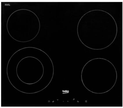 Beko Plaque de cuisson vitrocéramique avec 4 feux + double zone, fonction d'arrêt automatique 58x81cm, Noir (HIC64401) Beko Plaque de cuisson vitrocéramique avec 4 feux + double zone, fonction d'arrêt automatique 58x81cm, Noir (HIC64401)