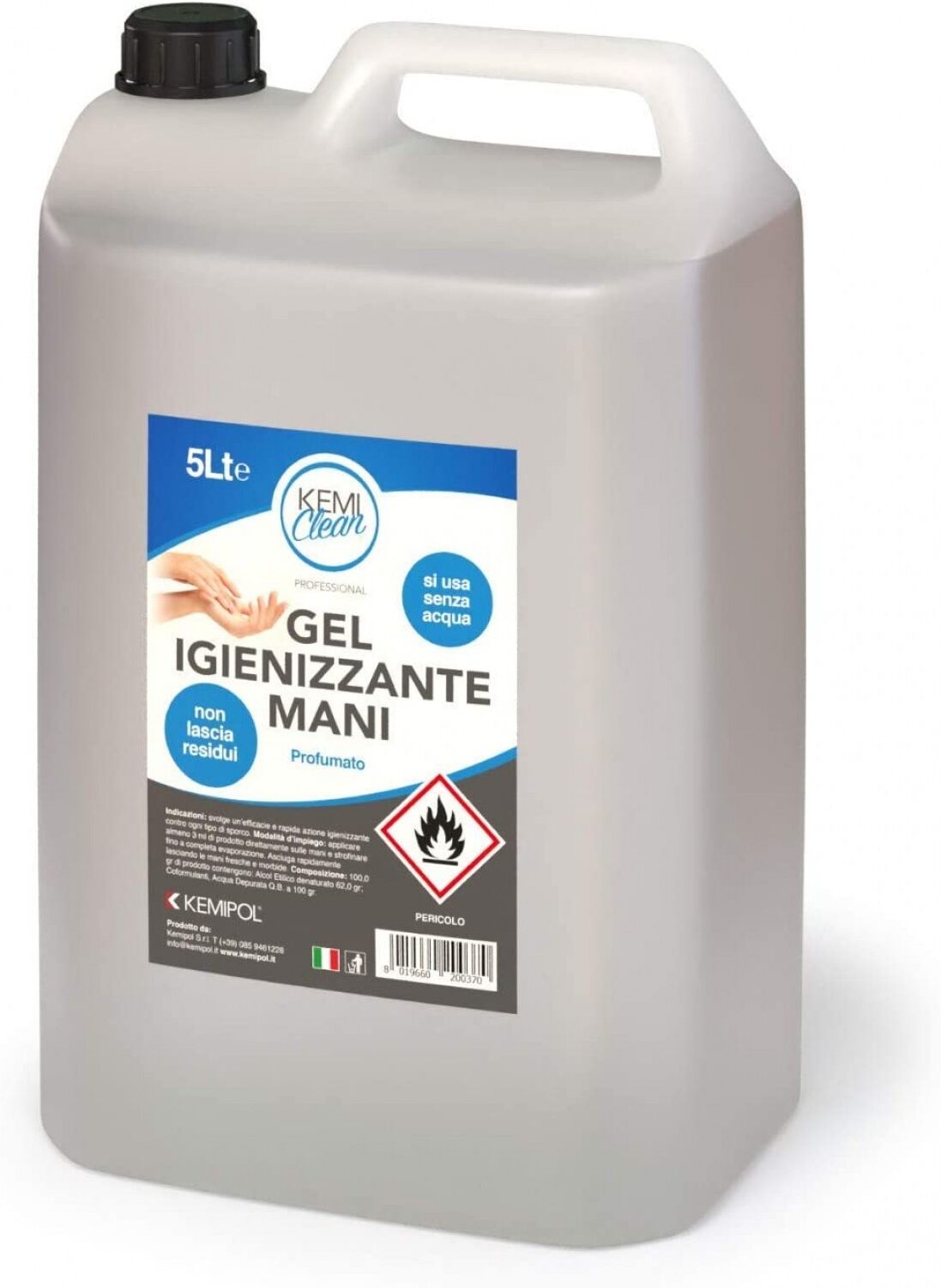 Millebaci Gel désinfectant pour les mains 62% d'alcool kémicléen 5 litres Millebaci Gel désinfectant pour les mains 62% d'alcool kémicléen 5 litres