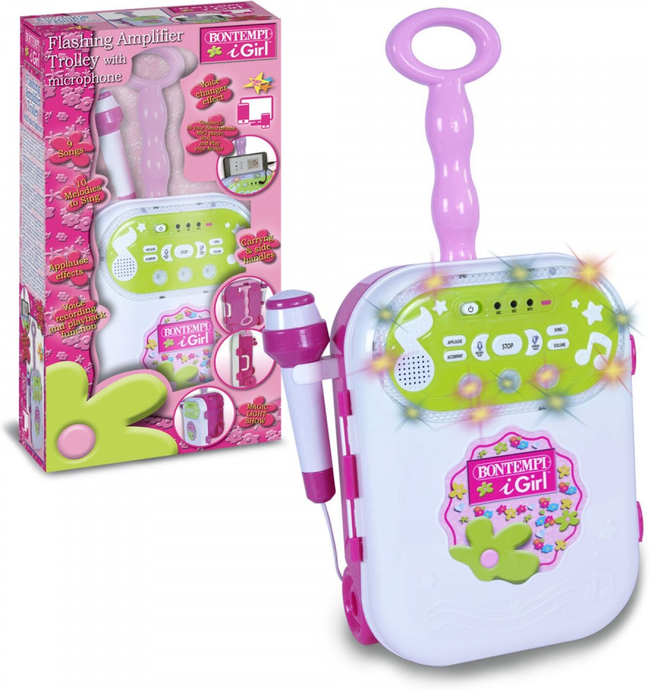 Bontempi Amplificateur de chariot Bontempi avec microphone rose - Canta Tu - Bontempi Amplificateur de chariot Bontempi avec microphone rose - Canta Tu -