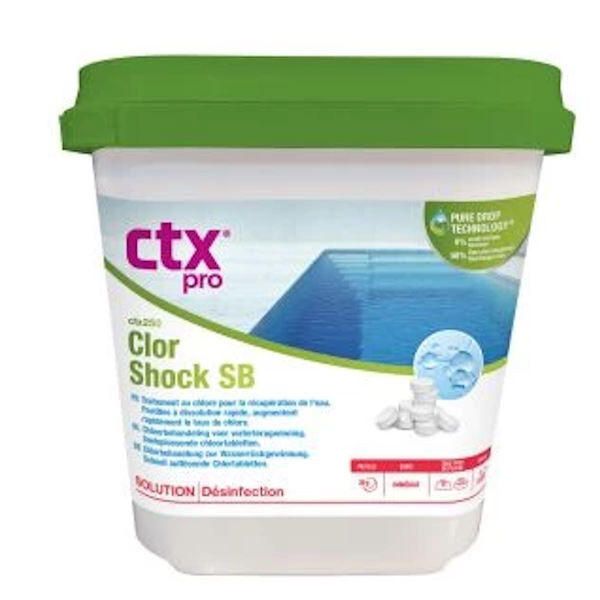 CTX 255 S/B - Chlore Shock sans acide borique - 30g - 5 kg - CTX - Chlore, oxygène actif, brome