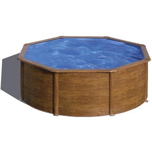 Gre Piscine acier Pacific - Imitation bois - Ronde - Ø 3,50 m x 1,20 m - Gre - Piscine acier