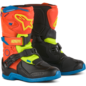 Bottes Cross Enfant Alpinestars Tech 3S Orange Fluo Bleu Email Jaune Fluo 