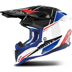 Casque Cross AIROH Aviator 3 Push Bleu-Rouge -