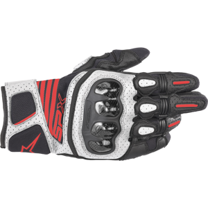 Gants Moto Alpinestars SP X Air Carbon V2 Noir Blanc Rouge Fluo 