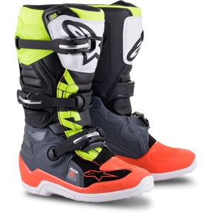 Bottes Cross Enfant Alpinestars Tech 7S Gris Rouge Jaune 