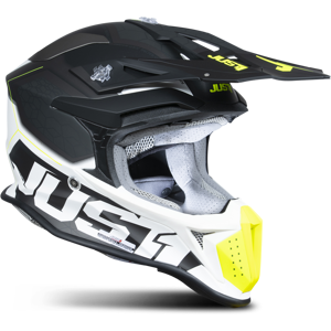 Casque Cross Just1J18F Hexa Noir-Gris-Jaune Fluo-Blanc -