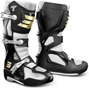 Shot Race Gear Bottes Cross Shot Race 6 Noir-Blanc-Or -