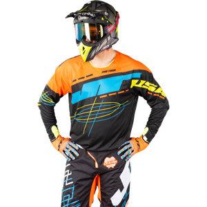 Maillot Cross JT Racing Hyperlite Blueprint Orange-Noir-Jaune Fluo -