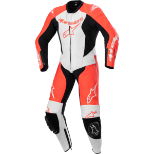 Combinaison en Cuir Enfant Alpinestars GP Plus V2 1Piece Rouge Fluo-Blanc-Noir -