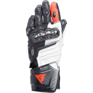 Gants Moto Femme Dainese Carbon 4 Longs Noir-Blanc-Rouge Fluo -