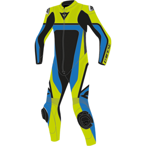 Combinaison en Cuir Enfant Dainese Gen-Z Perf. Jaune Fluo-Bleu Clair-Noir -