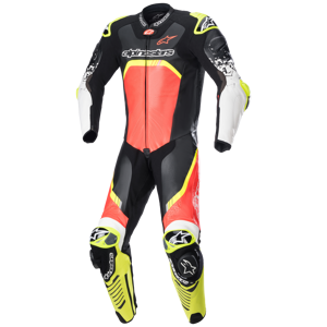 Combinaison en Cuir Alpinestars GP Tech V4 Noir-Rouge-Jaune -