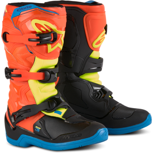 Bottes Cross Enfant Alpinestars Tech 3S Orange Fluo Bleu Email Jaune Fluo 