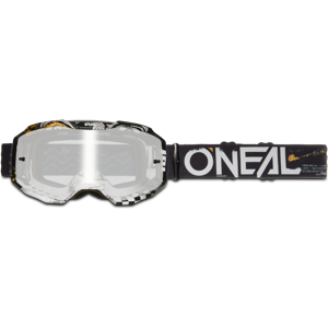 Masque Cross O'Neal B-10 Attack Noir-Blanc-Miroir Argent -